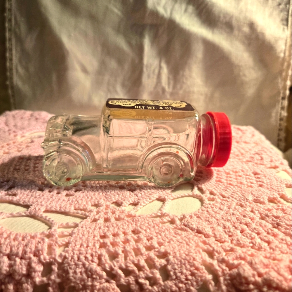 Vtg Glass Antique Automobile Candy Jar